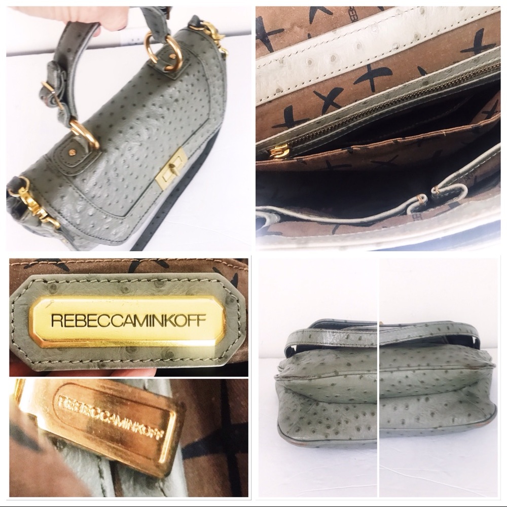 REBECCA MINKOFF Ostrich Embossed Leather Satchel - Picture 7 of 8